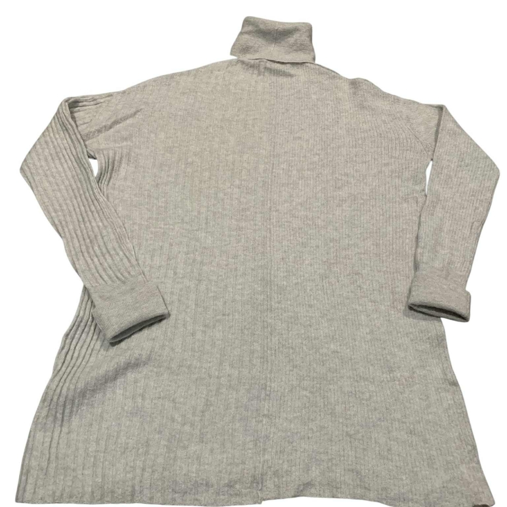 HELMUT LANG Baby Alpaca Ribbed Turtleneck Tunic Sweater Dress Gray Cozy Soft M